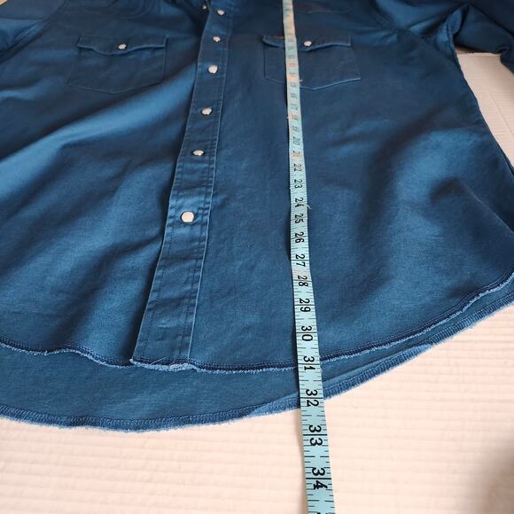 Wrangler Men's Pearl Snap Long Sleeve Button Up Western Shirt X-Large Blue - Picture 8 of 9